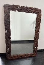 Oosterse Spiegel met handgestoken lijst Groot 90x58 Vintage, Minder dan 100 cm, Rechthoekig, Ophalen of Verzenden