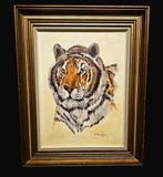 Schilderij Bengaalse tijger Gesign, Antiek en Kunst, Ophalen of Verzenden