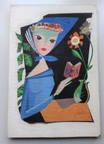 Schilderij vrouw  met boek, gedateerd 1955, Ophalen of Verzenden