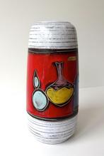 Keramiek vaas wit en rood met motieven Germany 3604-g, Antiek en Kunst, Antiek | Keramiek en Aardewerk, Ophalen of Verzenden