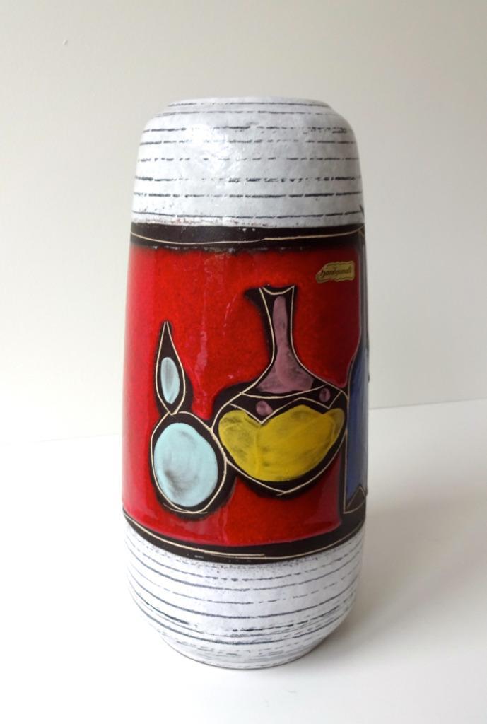 Keramiek vaas wit en rood met motieven Germany 3604-g, Antiek en Kunst, Antiek | Keramiek en Aardewerk, Ophalen of Verzenden