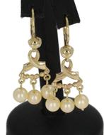 Design set 14k gouden parel dames oorbellen waaier vintage, Sieraden, Tassen en Uiterlijk, Oorbellen, Hangers, Voordeelsieraden