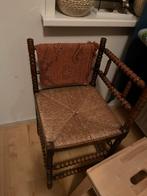 Antieke houten stoel met rieten zitting, Gebruikt, Bruin, Ophalen of Verzenden, Eén