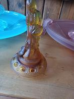 Art deco glazen beeldje.walther glas.ganzenhoedster.amber, Antiek en Kunst, Ophalen