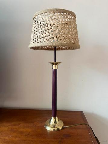 Vintage tafellamp / nachtlamp – rotan kap Riviera Maison beschikbaar voor biedingen