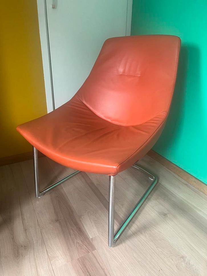 Rolf Benz designstoel in oranje leer, Antiek en Kunst, Antiek | Meubels | Stoelen en Banken, Ophalen
