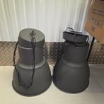 2 grote antraciet industriële lampen, Huis en Inrichting, Lampen | Hanglampen, Ophalen, Zo goed als nieuw, Minder dan 50 cm