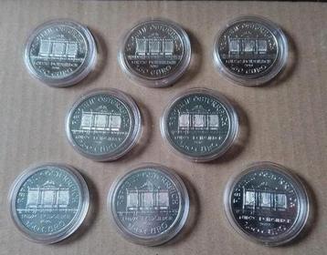 8x 1 oz Silver Wiener Philharmoniker Austria 2011- 2022 beschikbaar voor biedingen
