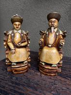 Chinese keizer keizerin resin beelden vintage chinees bruin, Ophalen of Verzenden, Zo goed als nieuw, Mens