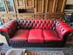 Stoere Chesterfield oxblood red 3 zits, Ophalen, Gebruikt, 75 tot 100 cm, 200 tot 250 cm