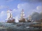 Schilderij oorlog op zee. Thomas Heesakkers., Antiek en Kunst, Kunst | Schilderijen | Klassiek, Ophalen of Verzenden
