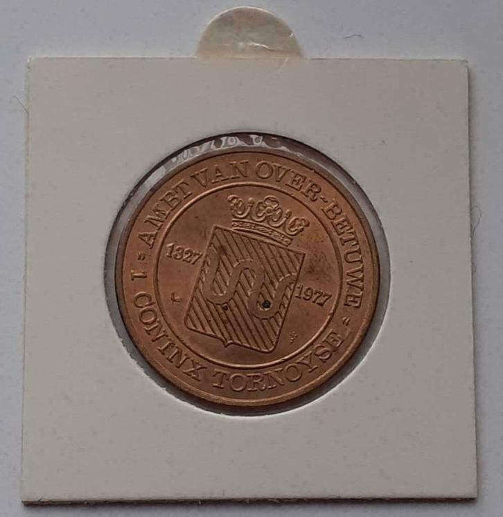 Stedenpenning Over-Betuwe - 1 Coninx Tornoyse 1977, Postzegels en Munten, Penningen en Medailles, Overige materialen, Nederland