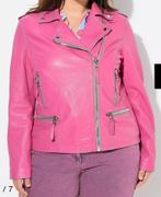 Mt 52/54 stoer biker jack echt leer roze 2x gedragen nieuw, Verzenden, Zo goed als nieuw, Happy size, Roze
