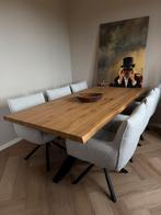 Eettafel Goossens Blend massief eiken (blank), Ophalen, 100 tot 150 cm, 200 cm of meer, Zo goed als nieuw