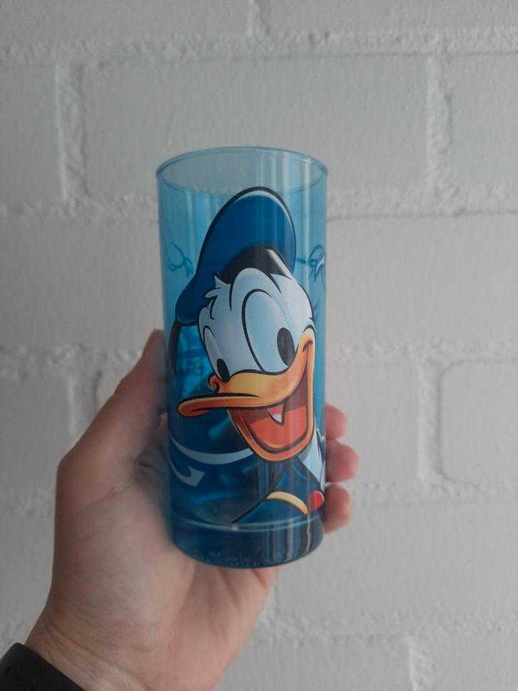 Donald Duck Glas - Disneyland Parijs - Blauw, Verzamelen, Disney, Zo goed als nieuw, Servies, Donald Duck, Ophalen of Verzenden