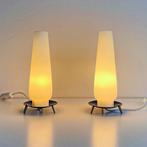 set vintage design LAMPEN bedlampjes opaalglas Mid Century, Huis en Inrichting, Lampen | Tafellampen, Gebruikt, Ophalen of Verzenden