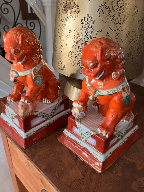 Antieke Set 1950’s Chinese Tempelleeuwen, Antiek en Kunst, Kunst | Beelden en Houtsnijwerken, Ophalen of Verzenden