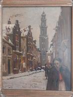 Eerste Leliedwarsstraat Amsterdam olieverf door Jan Korthals, Ophalen of Verzenden