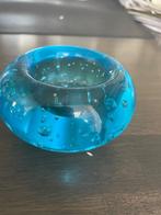 Vintage: Zware blauw glazen kaarshouder - presse papier, Antiek en Kunst, Ophalen of Verzenden