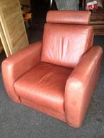 LEDEREN DESIGN FAUTEUIL LEREN ZETEL ROOD i.z.g.st. ARMSTOEL, Ophalen