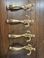 Vintage Messing Wandhaken - Set van 4, Huis en Inrichting, Woonaccessoires | Kapstokken, Gebruikt, Wandhaken, Ophalen of Verzenden