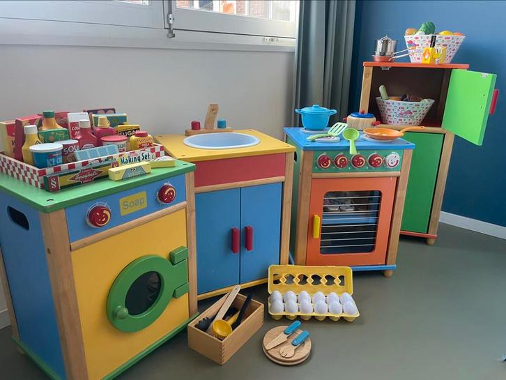 Houten speelkeuken met veel extra’s, Kinderen en Baby's, Speelgoed | Speelkeukens, Gebruikt, Speelkeuken, Hout, Ophalen