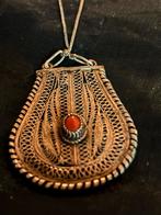 Prachtige zilveren hanger, antiek, bloedkoraal!, Sieraden, Tassen en Uiterlijk, Ophalen of Verzenden