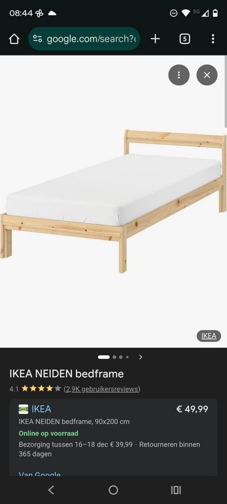 Ikea Neiden bed met Luroy lattenbodem, Huis en Inrichting, Slaapkamer | Bedden, Zo goed als nieuw, Eenpersoons, 90 cm, 200 cm