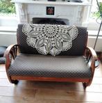 antiek Indonesische art deco bank en fauteuil, klein formaat, Ophalen, Gebruikt