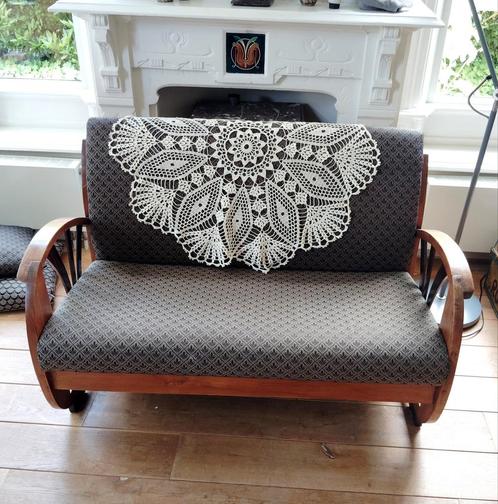 antiek Indonesische art deco bank en fauteuil, klein formaat, Huis en Inrichting, Banken | Bankstellen, Gebruikt, Ophalen