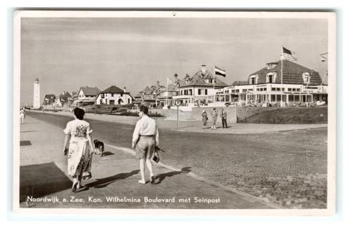 Noordwijk aan Zee, Kon. Wilhelmina Boulevard met Seinpost, Verzamelen, Ansichtkaarten | Nederland, Ongelopen, Zuid-Holland, 1960 tot 1980