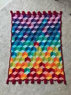 Kleurrijk gehaakt wandkleed van katoen, 50 tot 100 cm, Overige kleuren, Zo goed als nieuw, Rechthoekig
