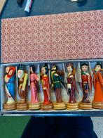 Vintage houten Chinese figuren in doos, Antiek en Kunst, Kunst | Beelden en Houtsnijwerken, Ophalen of Verzenden