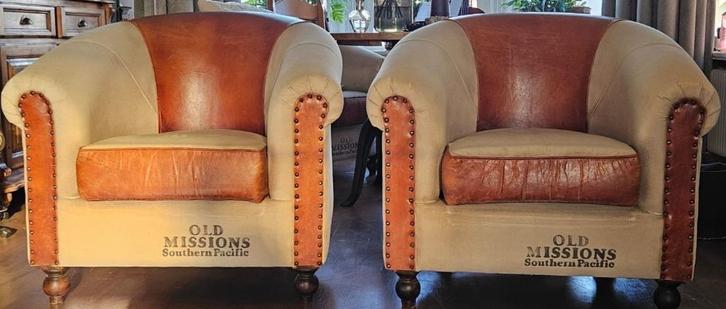 stoelen type fauteuil look like chesterfield, Huis en Inrichting, Fauteuils, Gebruikt, Hout, Leer, Stof, 50 tot 75 cm, 75 tot 100 cm