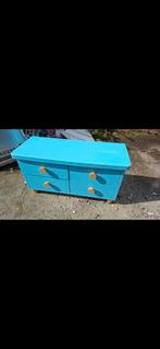 Leuk blauw kastje met 4 lades, Gebruikt, Kindvriendelijk, 3 of 4 laden, Minder dan 100 cm