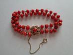 Bloedkoralen armband met gouden slot, Verzenden, Goud, Armband, Met edelsteen