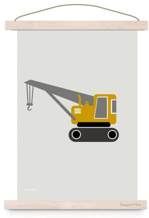 Kinderposter| Poster| A3 Kraanwagen Oker Grijs Designed4Kids, Kinderen en Baby's, Kinderkamer | Inrichting en Decoratie, Nieuw