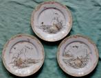 Japans porselein 3 hand geschilderde borden - vogels kwartel, Antiek en Kunst, Antiek | Porselein, Ophalen of Verzenden