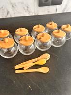 10 kruidenpotjes of dessertpotjes met lepeltjes, Ophalen of Verzenden, Zo goed als nieuw, Overige typen