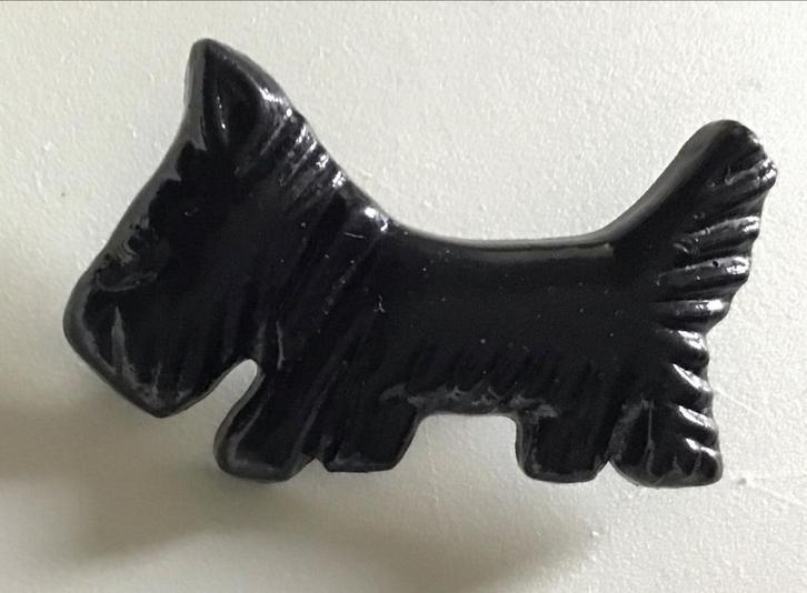 Vintage Terriër Broche Hond, Sieraden, Tassen en Uiterlijk, Broches, Gebruikt, Overige materialen, Zwart, Minder dan 4 cm, Ophalen