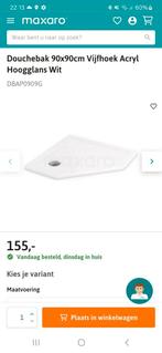 Douchebak laag 90x90 vijfhoek incl. Sifon nieuw, Ophalen, 75 cm of meer, Overige typen, Nieuw