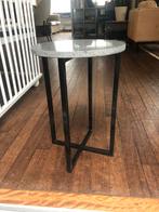 Bijzettafel metalen onderstel met marmeren blad zwart, Huis en Inrichting, Tafels | Sidetables, Ophalen, Gebruikt, 50 tot 100 cm