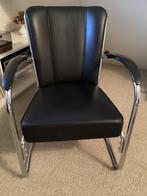 Gispen 412 - fauteuil - Toledo Nero - zwart leer - buisframe, Huis en Inrichting, Fauteuils, Gebruikt, Leer, 50 tot 75 cm, Ophalen
