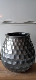 Zilverkleurige grote 'honingraat' vaas H31,5 x B30 cm, Ophalen, Overige kleuren, Nieuw, Glas