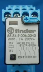 Finder 55 schakel relais dc 6v met relaisvoet voor din rail, Gebruikt, Ophalen of Verzenden