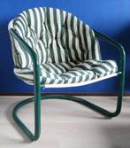 Fauteuil groen/wit gestreept, Huis en Inrichting, Fauteuils, Ophalen, Gebruikt, Minder dan 75 cm, Metaal