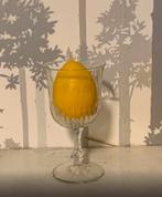 Pazengrote glas met geel ei kaars., Diversen, Pasen, Ophalen of Verzenden, Gebruikt