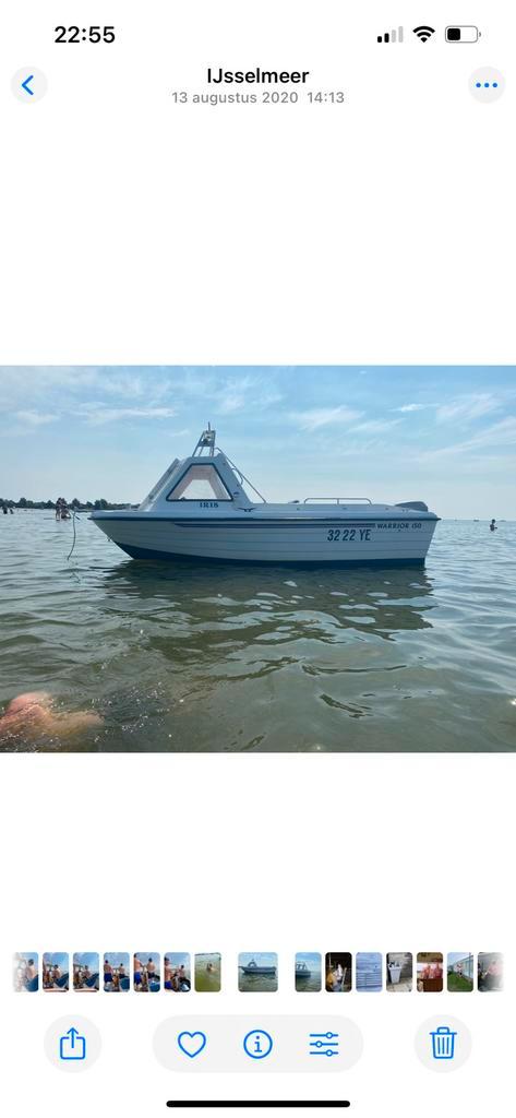 Warrior 150 zeevisboot, Watersport en Boten, Vis- en Consoleboten, Gebruikt, 50 tot 70 pk, 3 tot 6 meter, Benzine, Buitenboordmotor