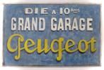 Vintage houten reclame paneel / muurschildering / Peugeot, Verzamelen, Auto's, Ophalen of Verzenden, Zo goed als nieuw
