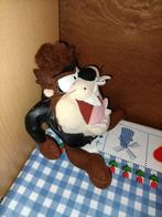 Taz Tasmanian Devil knuffel met leren jas 25 cm groot, Ophalen of Verzenden